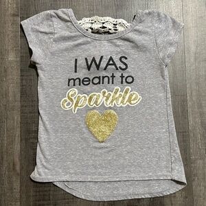 💞 Little Girls Size 5-6 Gray Glittery I Was Meant To Sparkle Tee
